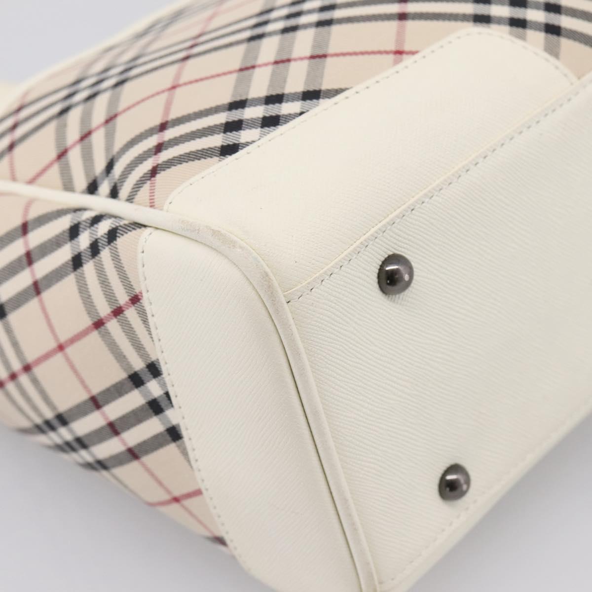 BURBERRY Nova Check Hand Bag Canvas Beige Silver Auth 204746A