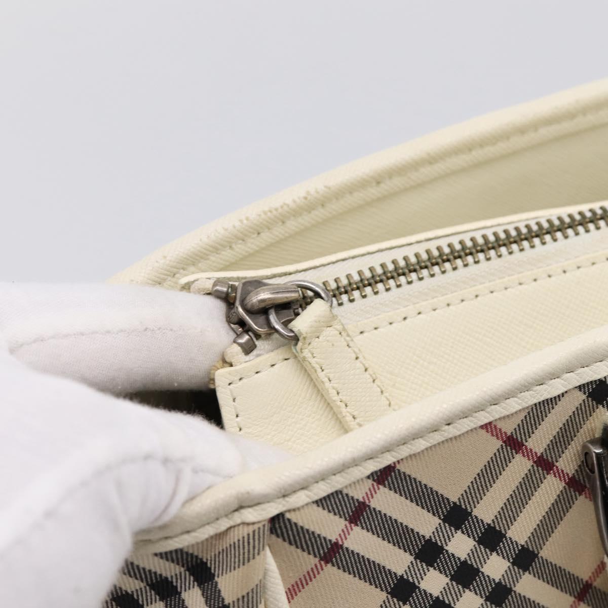 BURBERRY Nova Check Hand Bag Canvas Beige Silver Auth 204746A