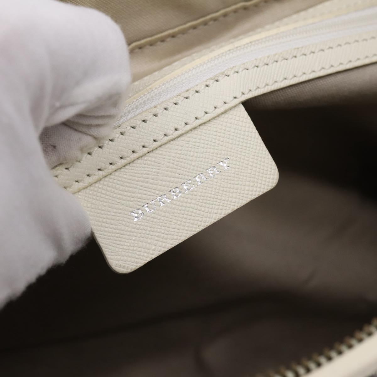 BURBERRY Nova Check Hand Bag Canvas Beige Silver Auth 204746A