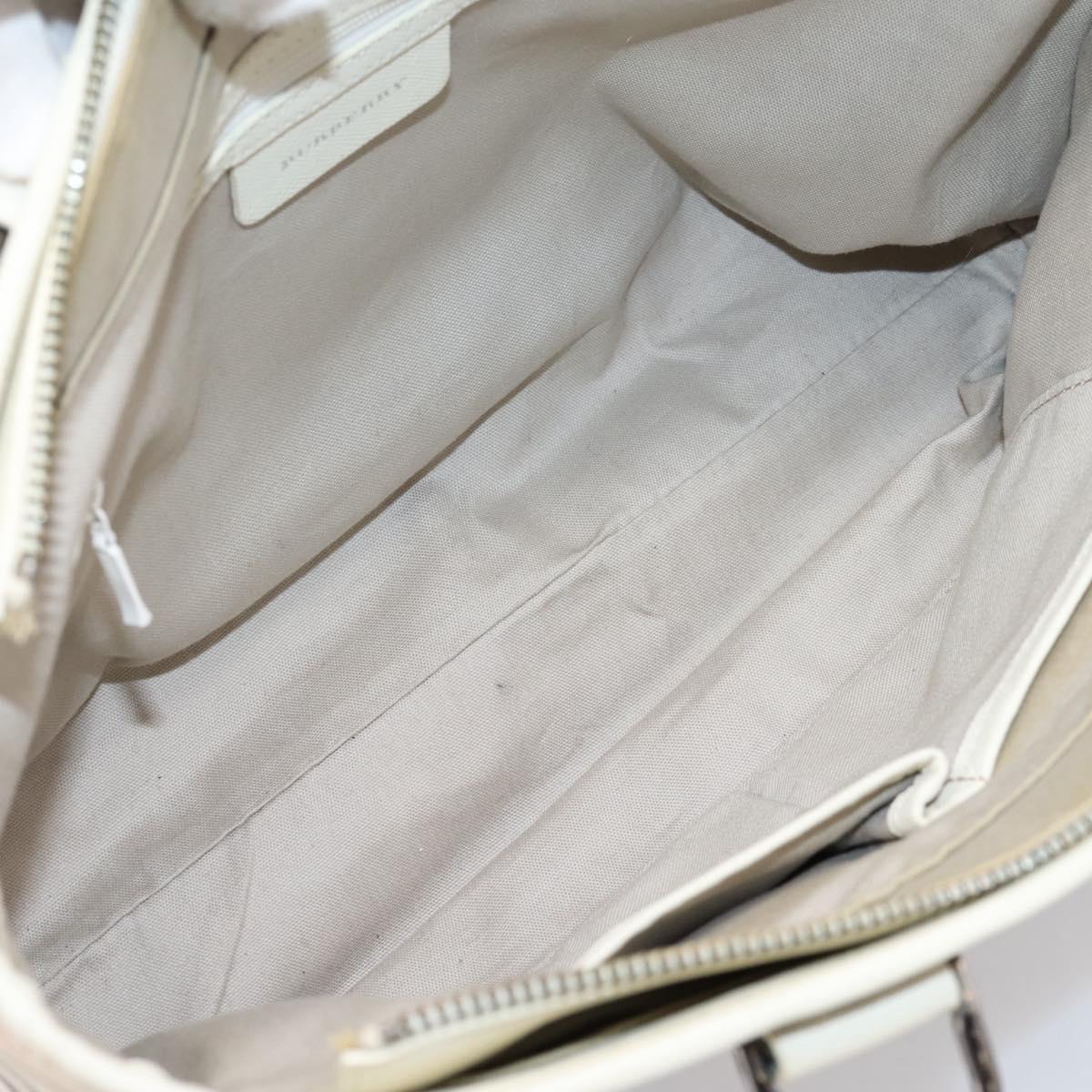BURBERRY Nova Check Hand Bag Canvas Beige Silver Auth 204746A
