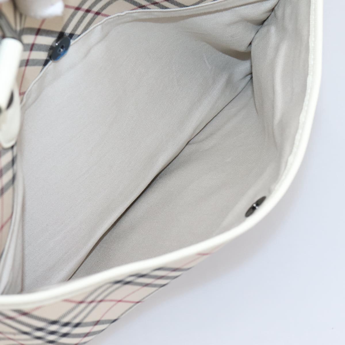 BURBERRY Nova Check Hand Bag Canvas Beige Silver Auth 204746A