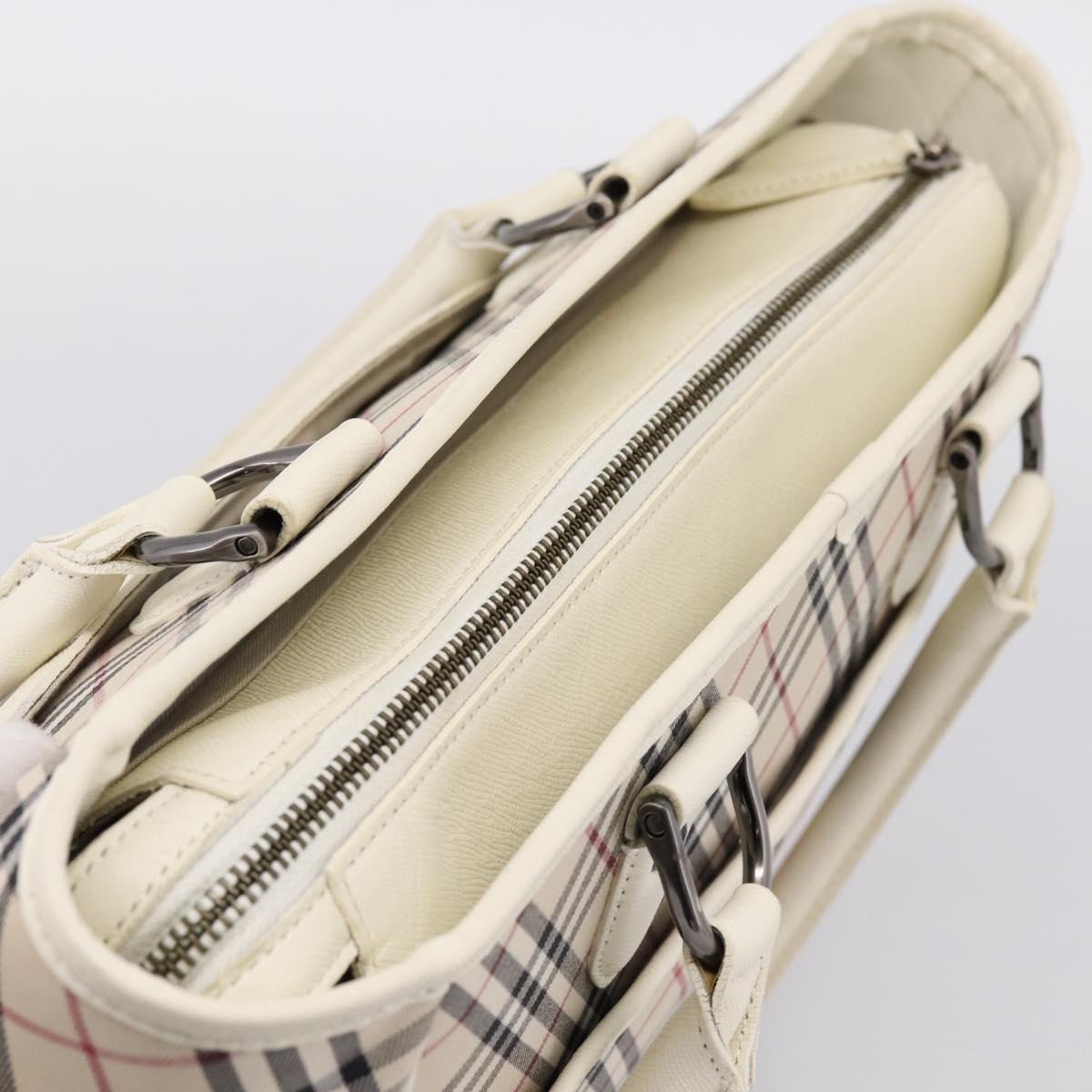 BURBERRY Nova Check Hand Bag Canvas Beige Silver Auth 204746A