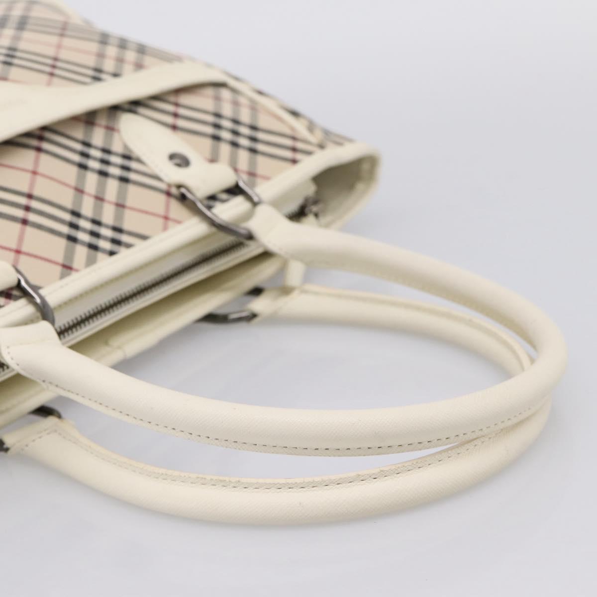 BURBERRY Nova Check Hand Bag Canvas Beige Silver Auth 204746A