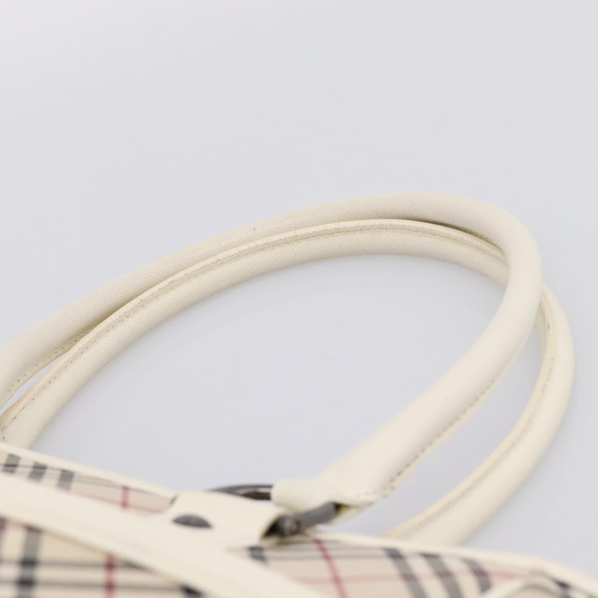 BURBERRY Nova Check Hand Bag Canvas Beige Silver Auth 204746A