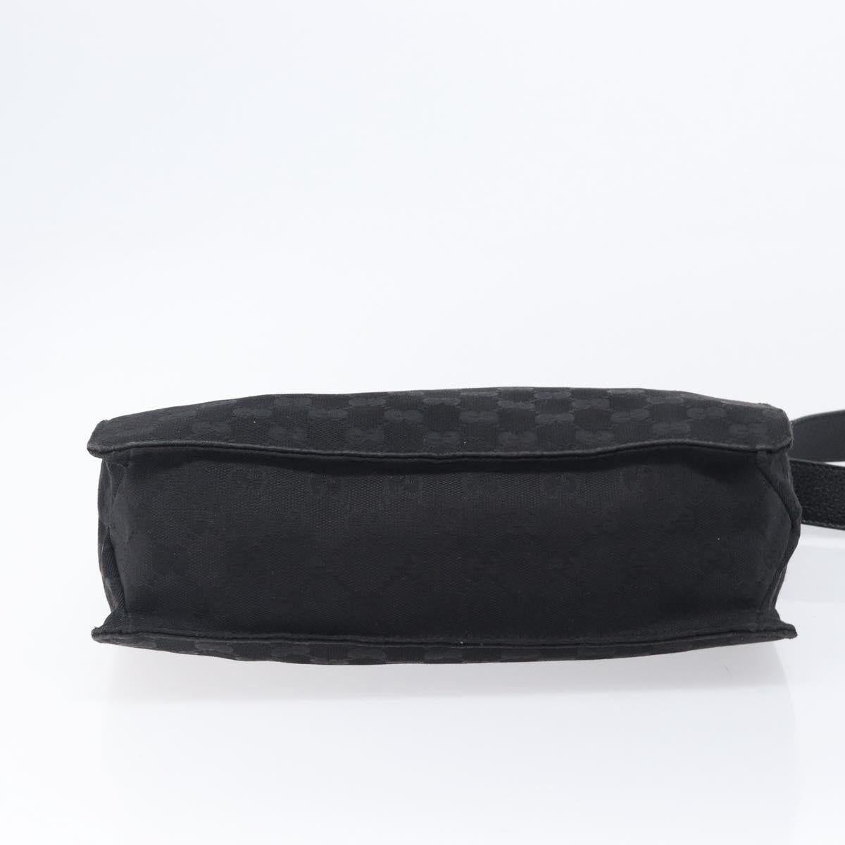 GUCCI GG Canvas Shoulder Bag Black Silver 120841 Auth 204749A