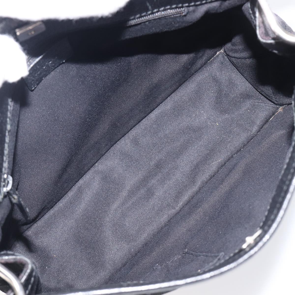 GUCCI GG Canvas Shoulder Bag Black Silver 120841 Auth 204749A