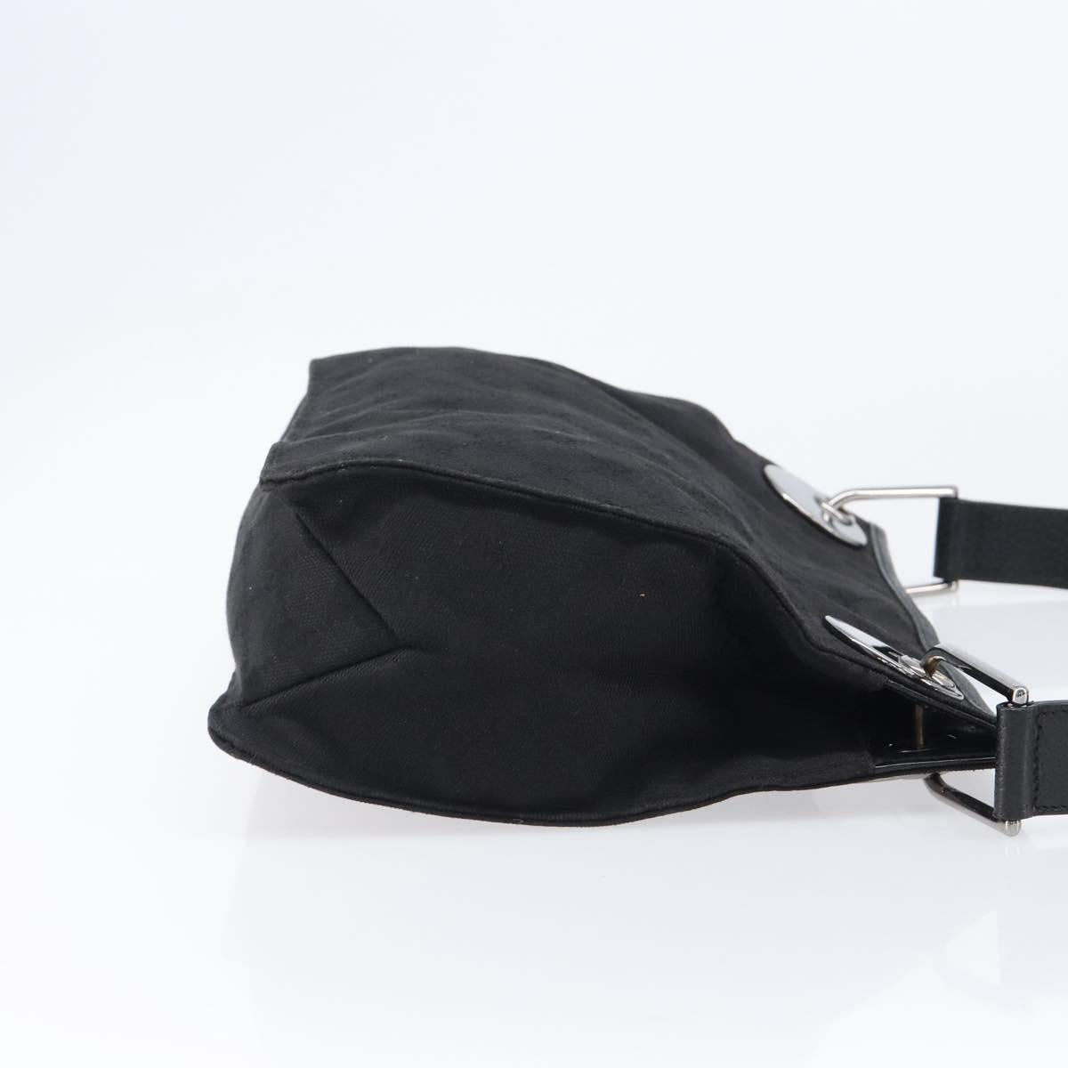 GUCCI GG Canvas Shoulder Bag Black Silver 120841 Auth 204749A