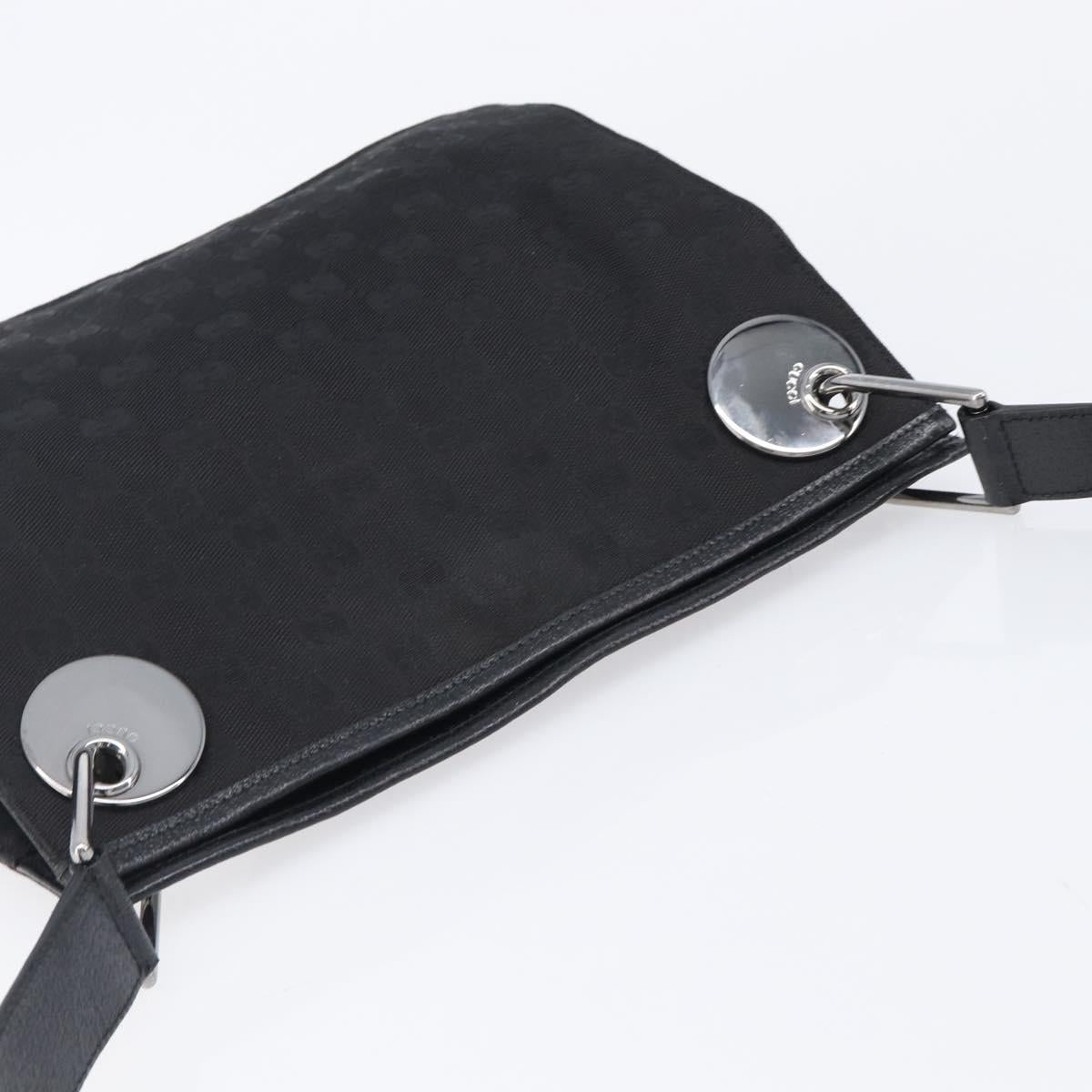 GUCCI GG Canvas Shoulder Bag Black Silver 120841 Auth 204749A