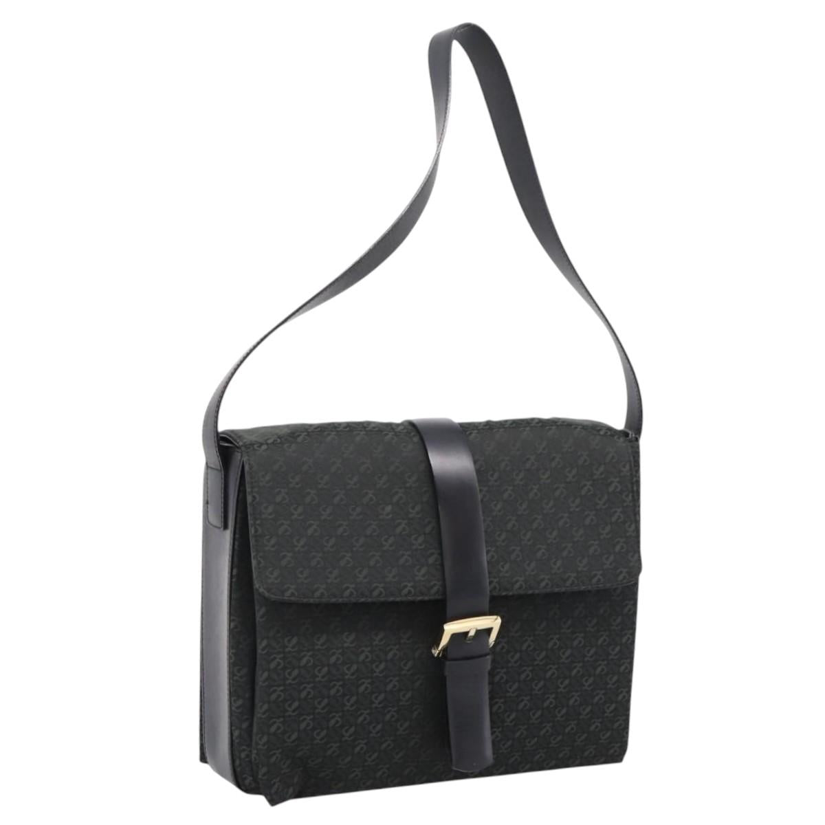 LOEWE Shoulder Bag Canvas Green Gold Tone Auth 204750V