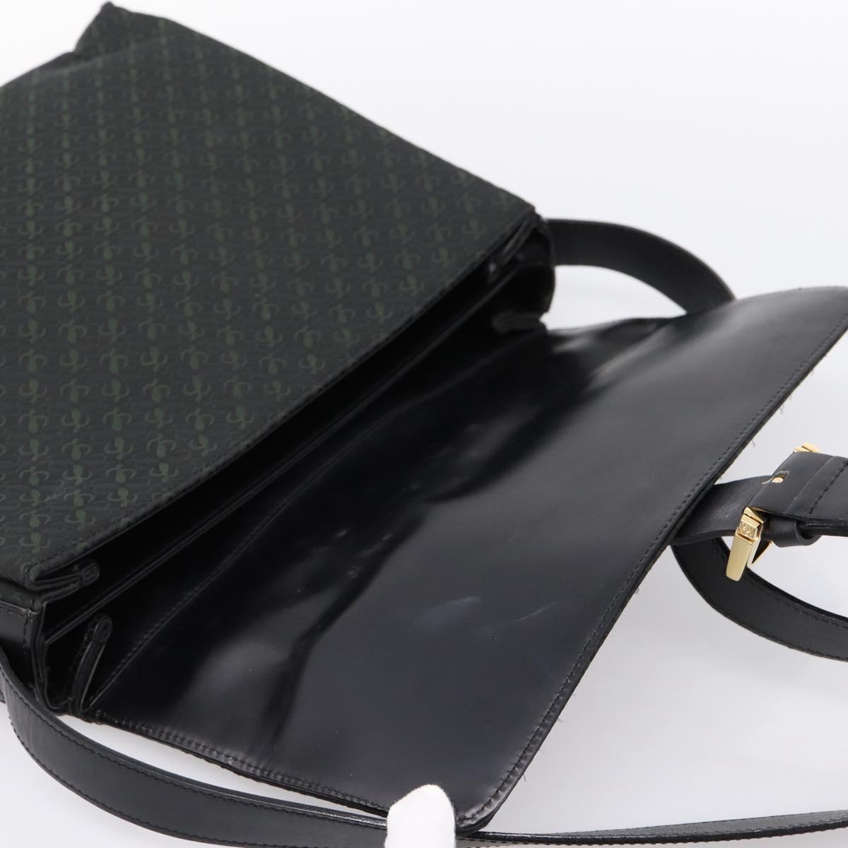 LOEWE Shoulder Bag Canvas Green Gold Tone Auth 204750V