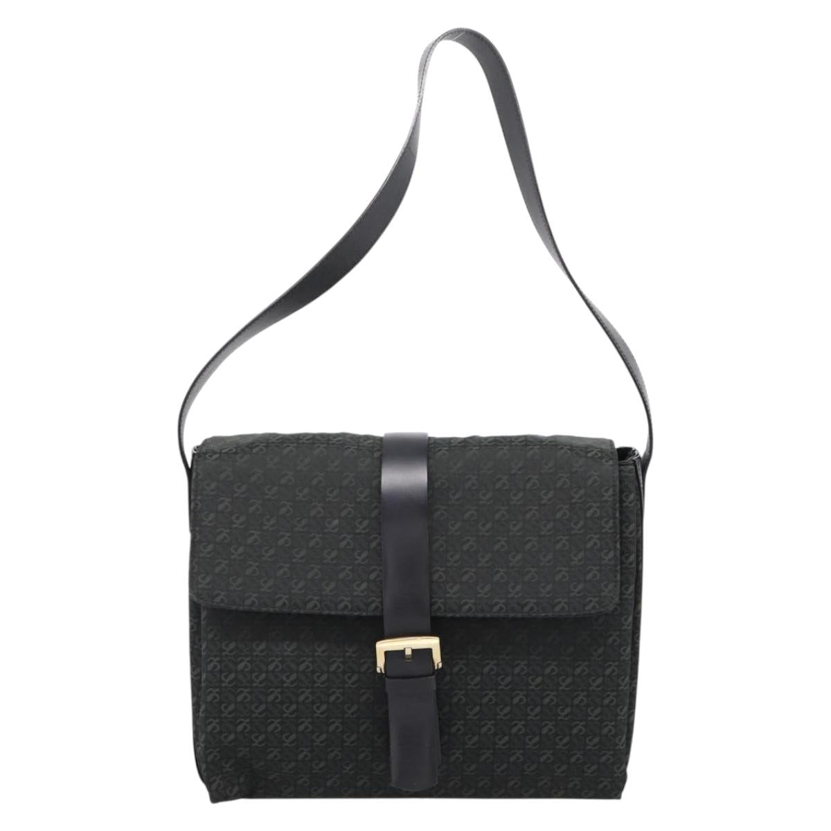 LOEWE Shoulder Bag Canvas Green Gold Tone Auth 204750V