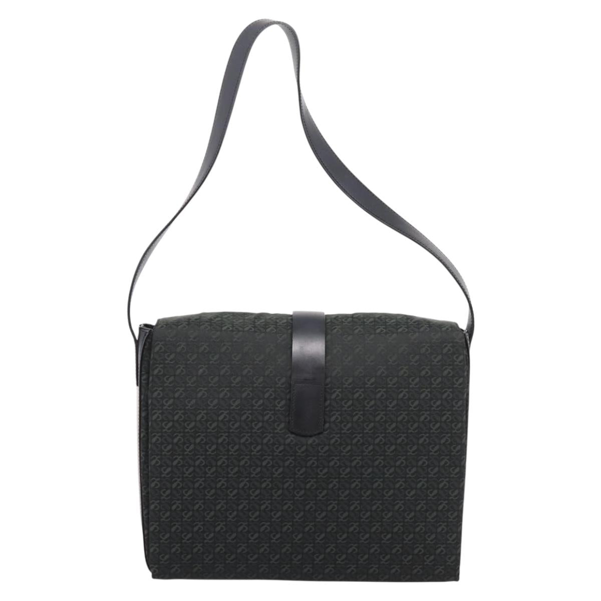 LOEWE Shoulder Bag Canvas Green Gold Tone Auth 204750V