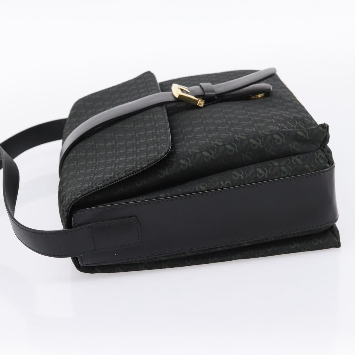 LOEWE Shoulder Bag Canvas Green Gold Tone Auth 204750V