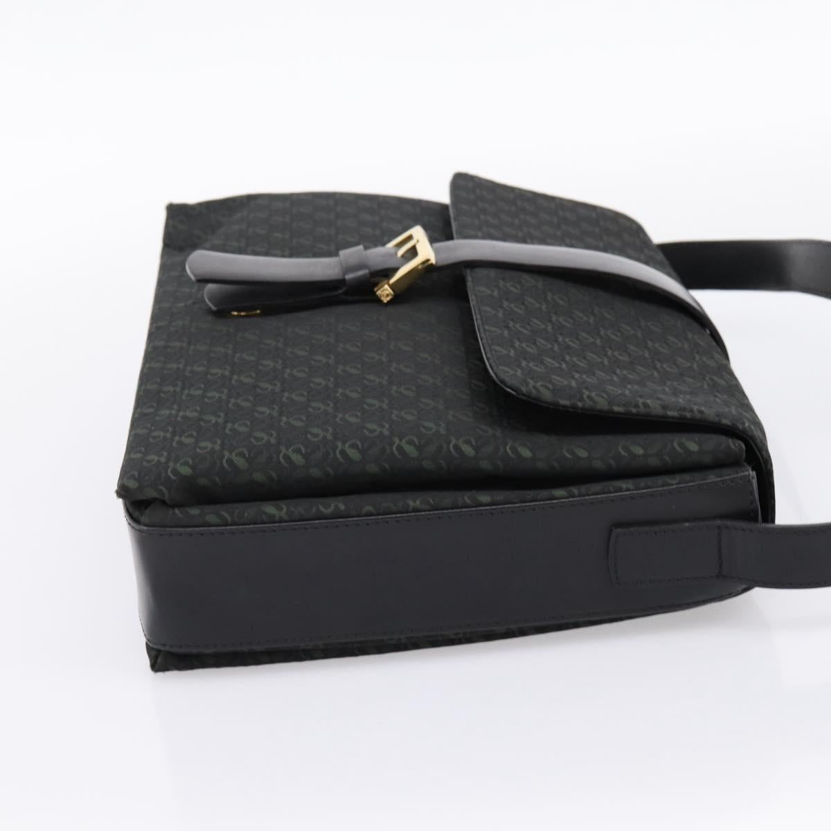 LOEWE Shoulder Bag Canvas Green Gold Tone Auth 204750V