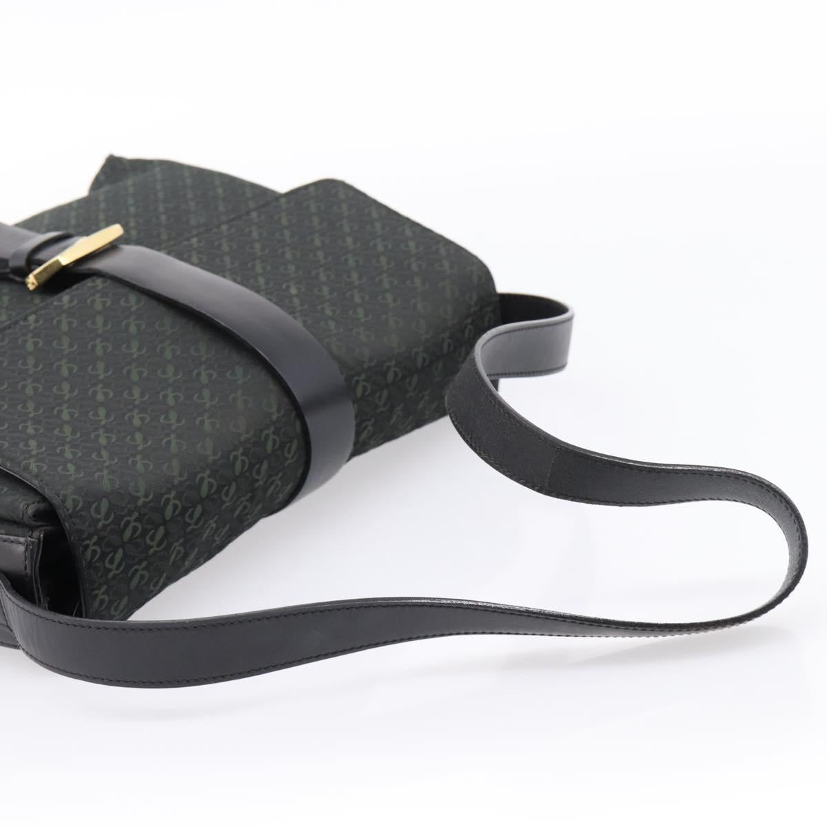 LOEWE Shoulder Bag Canvas Green Gold Tone Auth 204750V