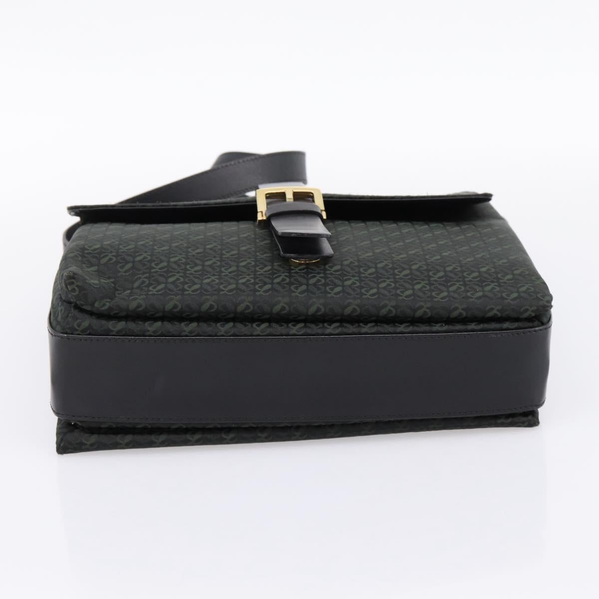 LOEWE Shoulder Bag Canvas Green Gold Tone Auth 204750V