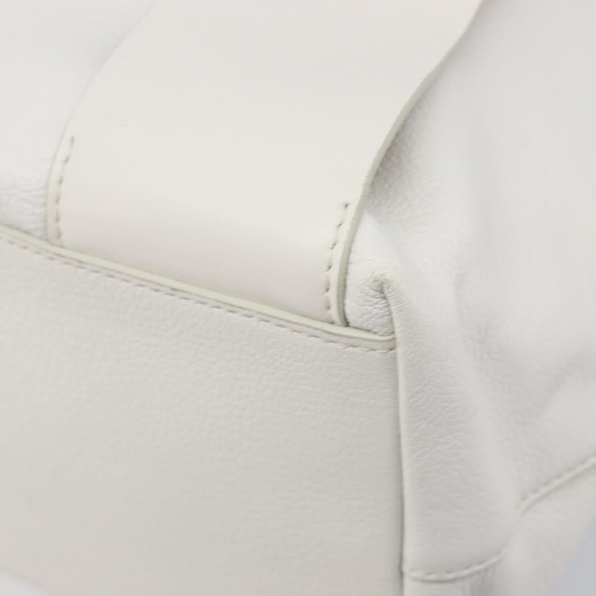 Miu Miu Tote Bag Leather White Silver Auth 204751A