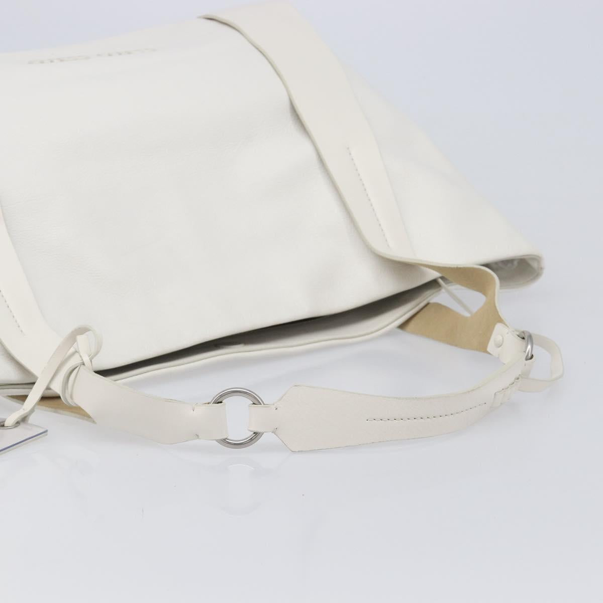Miu Miu Tote Bag Leather White Silver Auth 204751A