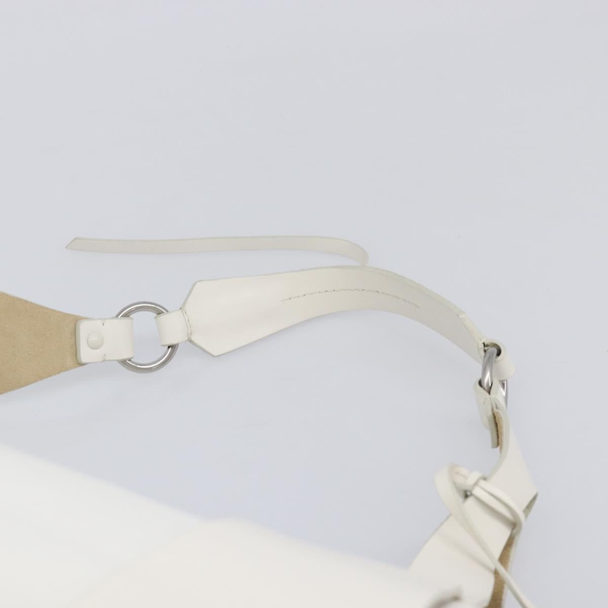 Miu Miu Tote Bag Leather White Silver Auth 204751A