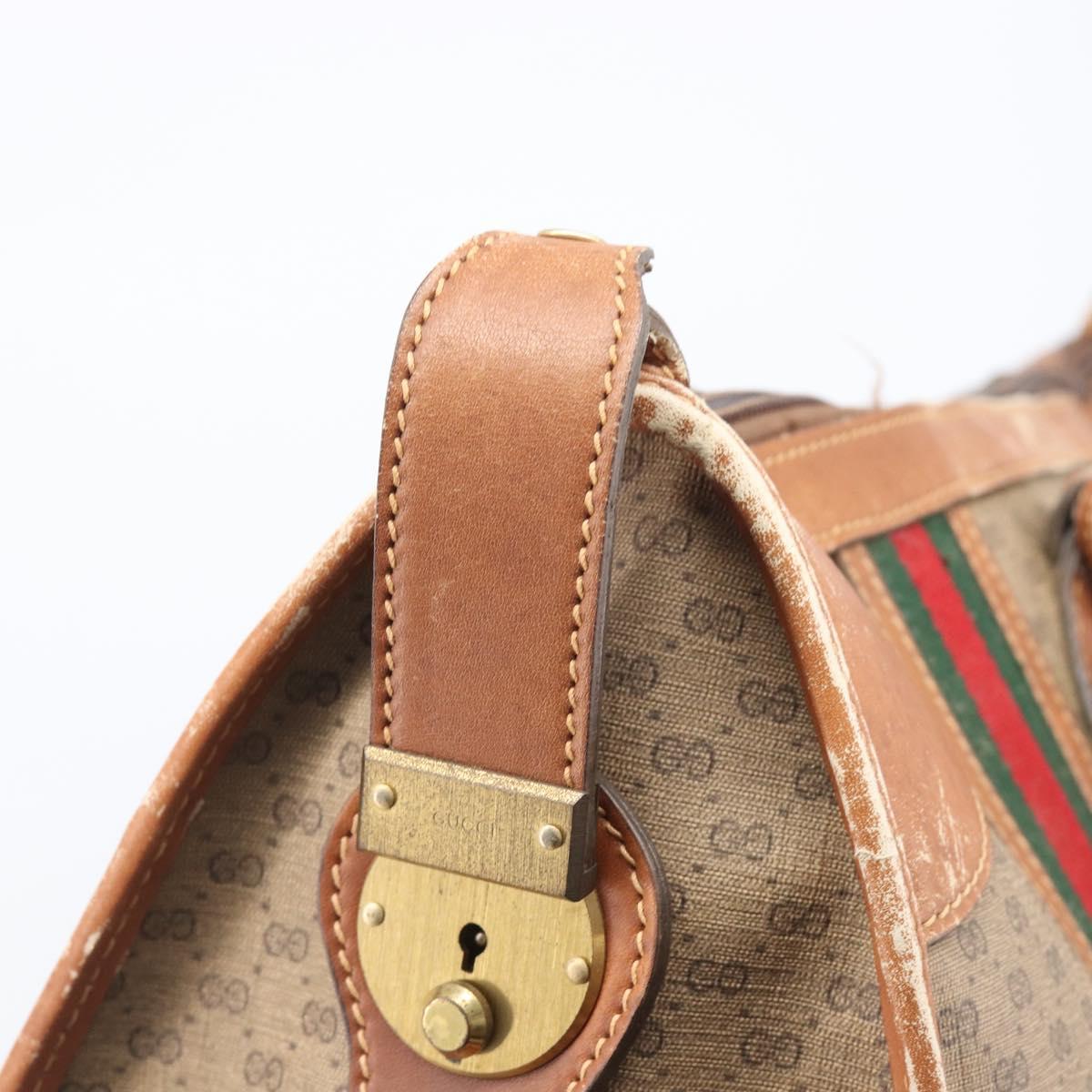 GUCCI Micro GG Supreme Web Sherry Line Bag PVC Beige 012 067 1125 Auth 204752