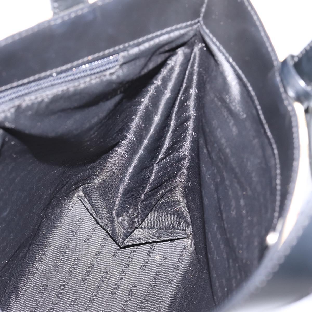 BURBERRY Nova Check Hand Bag PVC Beige Silver Auth 204754