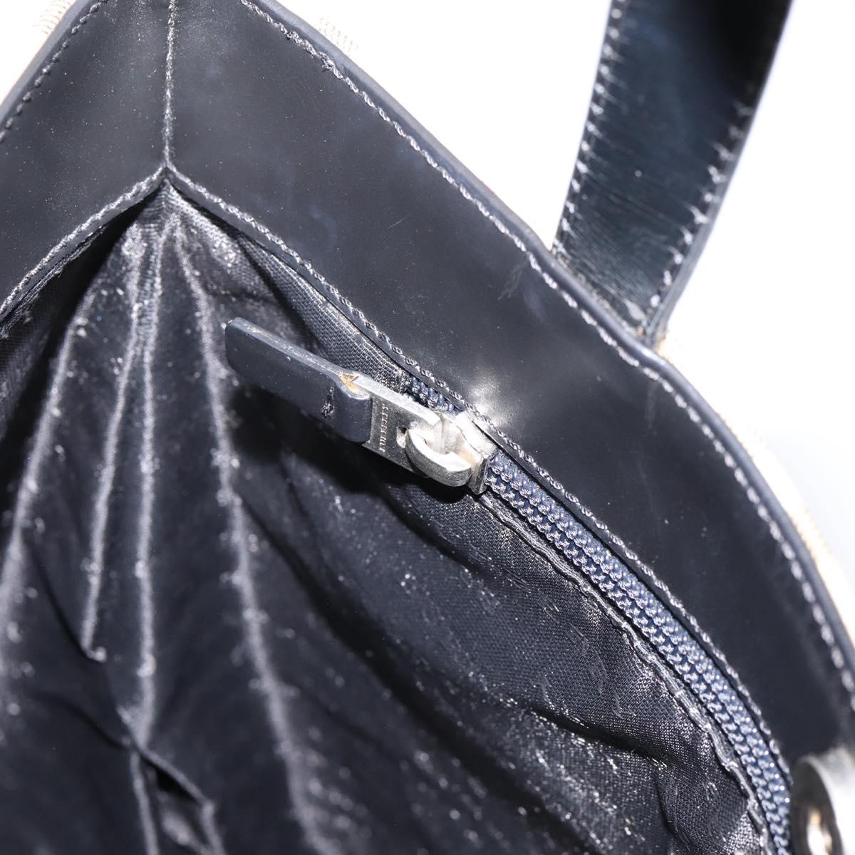 BURBERRY Nova Check Hand Bag PVC Beige Silver Auth 204754