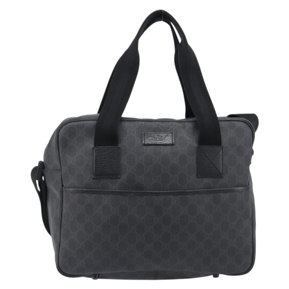 GUCCI GG Supreme Hand Bag PVC 2way Black 170058 Auth 204755A
