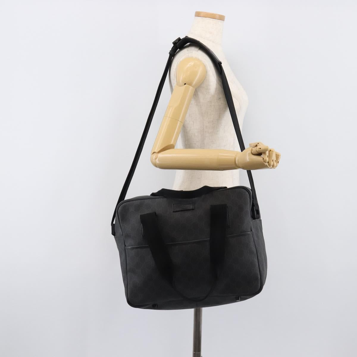 GUCCI GG Supreme Hand Bag PVC 2way Black 170058 Auth 204755A
