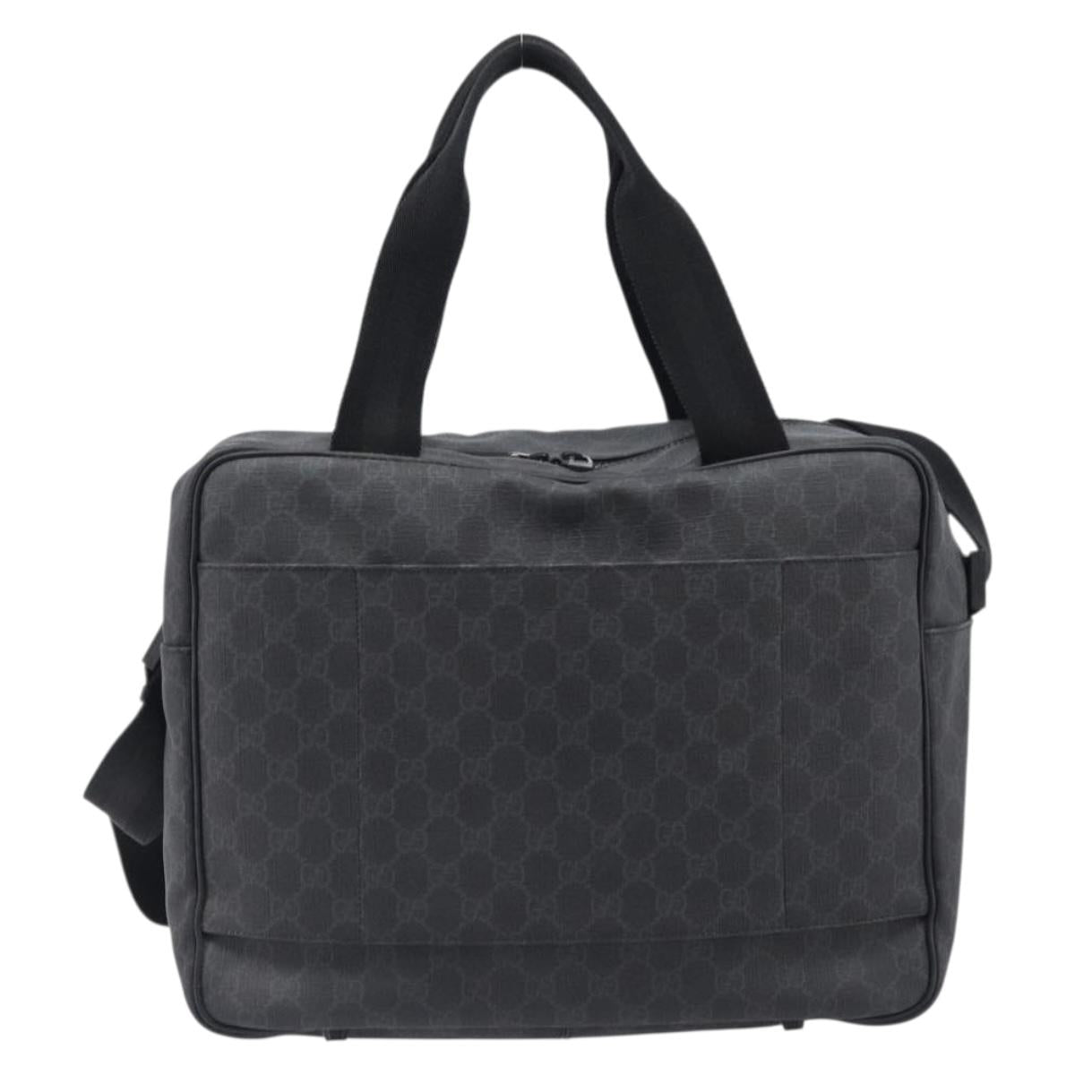 GUCCI GG Supreme Hand Bag PVC 2way Black 170058 Auth 204755A