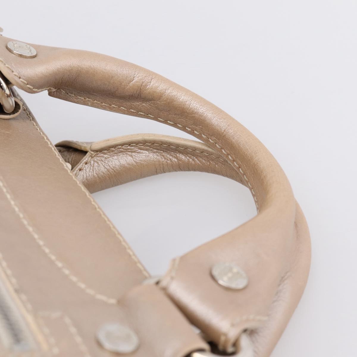 CELINE Boogie Bag Hand Bag Leather Beige Silver Auth 204756