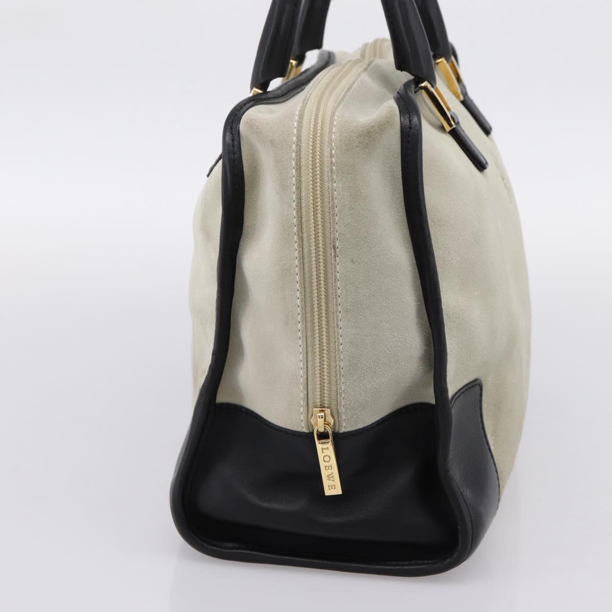 LOEWE Amazona 32 Hand Bag Suede Beige Gold Auth 204758