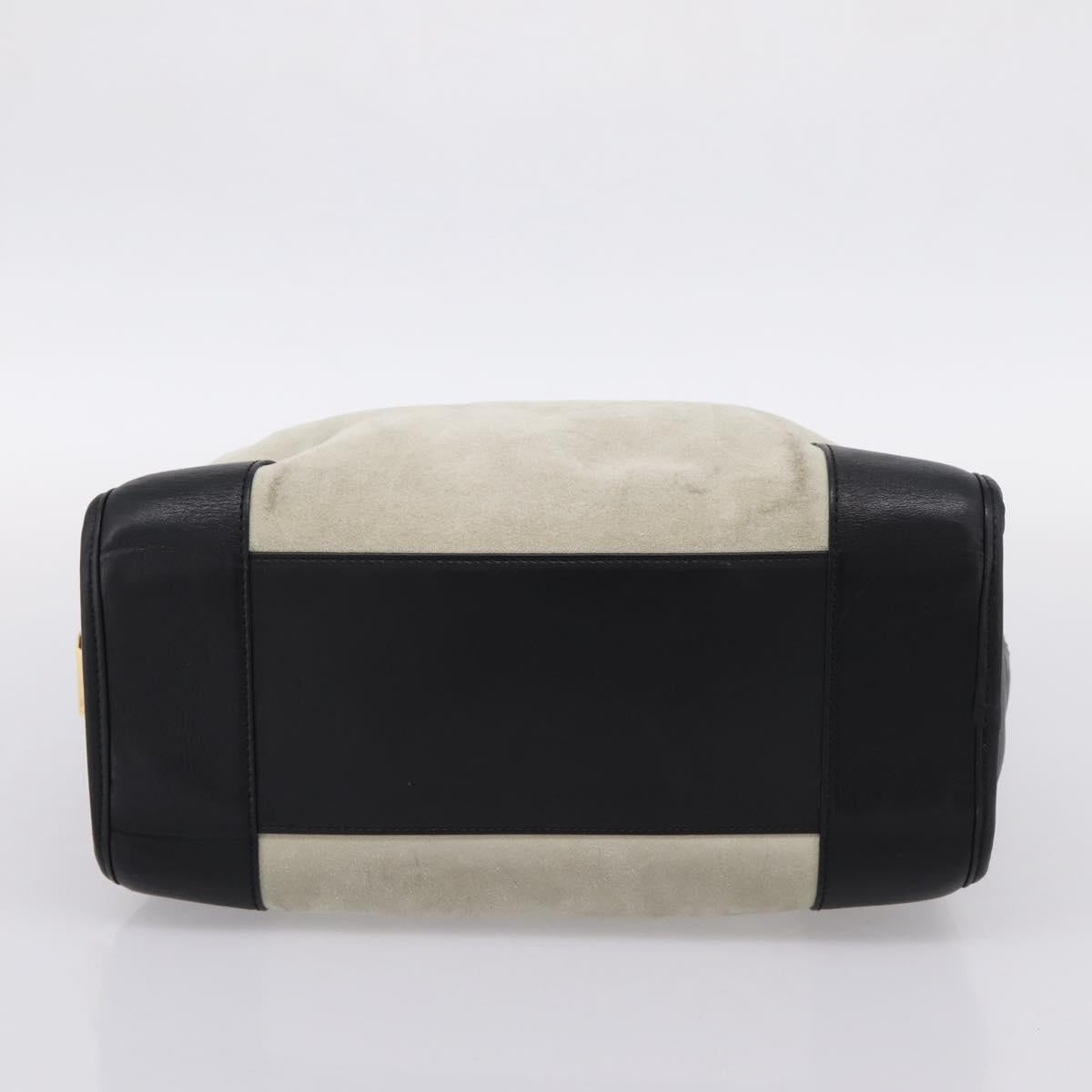 LOEWE Amazona 32 Hand Bag Suede Beige Gold Auth 204758