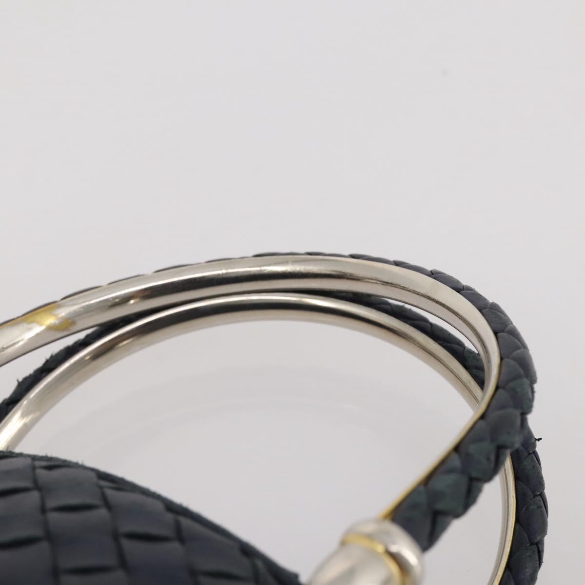 BOTTEGA VENETA INTRECCIATO Hand Bag Leather Navy Gold Auth 204759