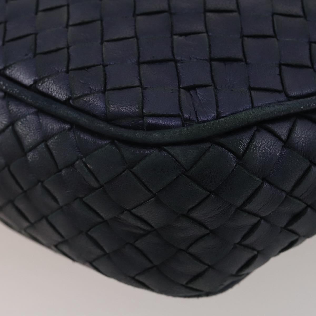 BOTTEGA VENETA INTRECCIATO Hand Bag Leather Navy Gold Auth 204759