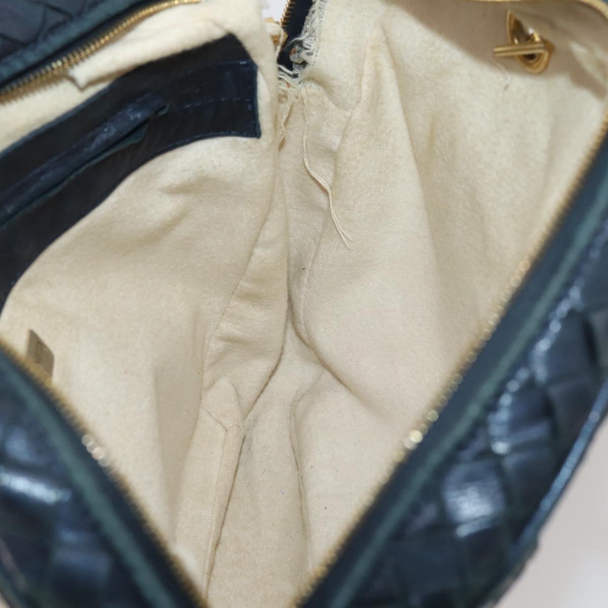 BOTTEGA VENETA INTRECCIATO Hand Bag Leather Navy Gold Auth 204759
