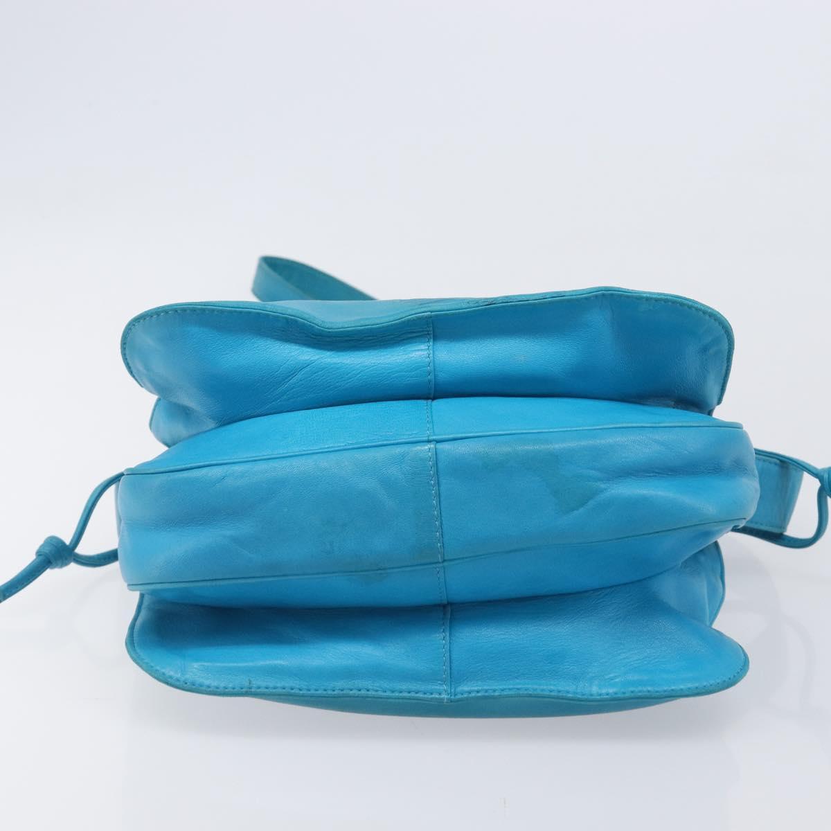 LOEWE Shoulder Bag Leather Light Blue Gold Auth 204760