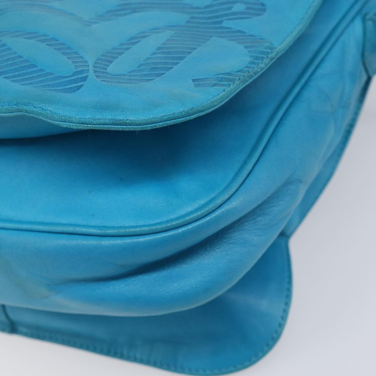 LOEWE Shoulder Bag Leather Light Blue Gold Auth 204760