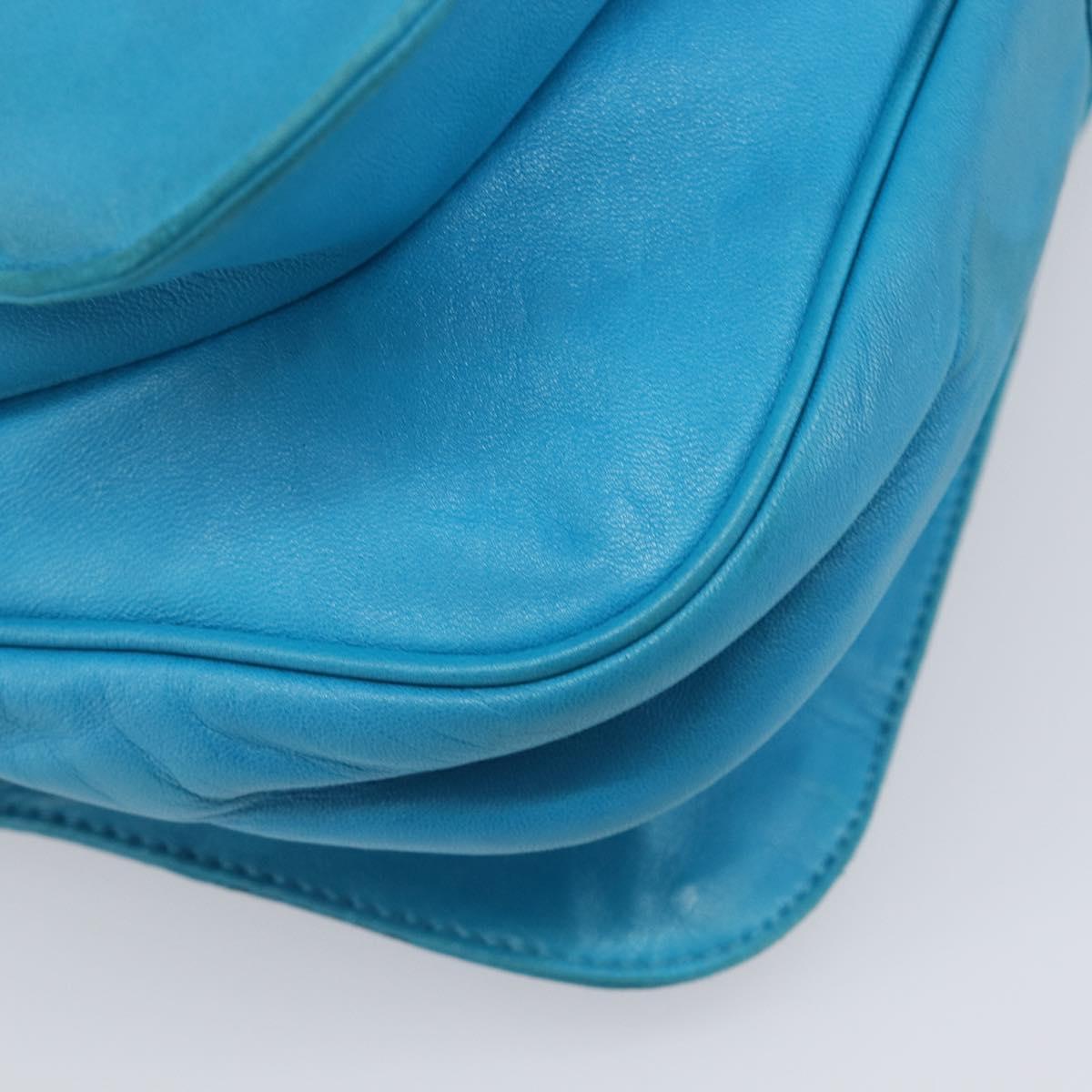 LOEWE Shoulder Bag Leather Light Blue Gold Auth 204760