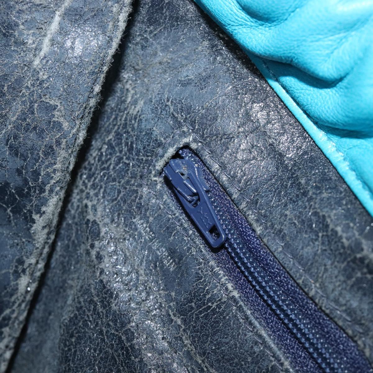 LOEWE Shoulder Bag Leather Light Blue Gold Auth 204760