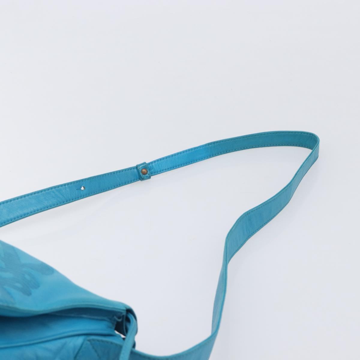 LOEWE Shoulder Bag Leather Light Blue Gold Auth 204760