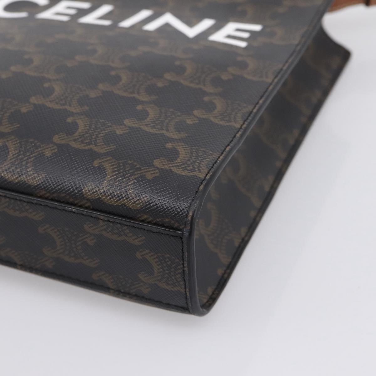 CELINE Triomphe Mini Vertical Cabas Hand Bag PVC 2way Black Gold Auth 204764V