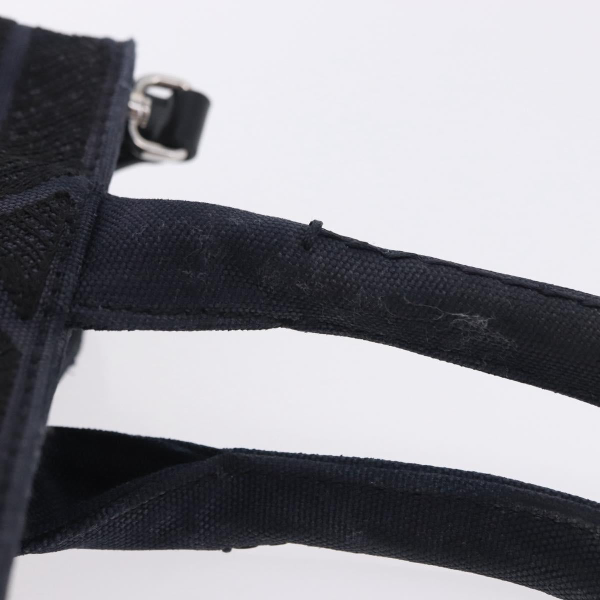 PRADA Canapa Triangle Hand Bag Canvas 2way Navy Silver Auth 204765M