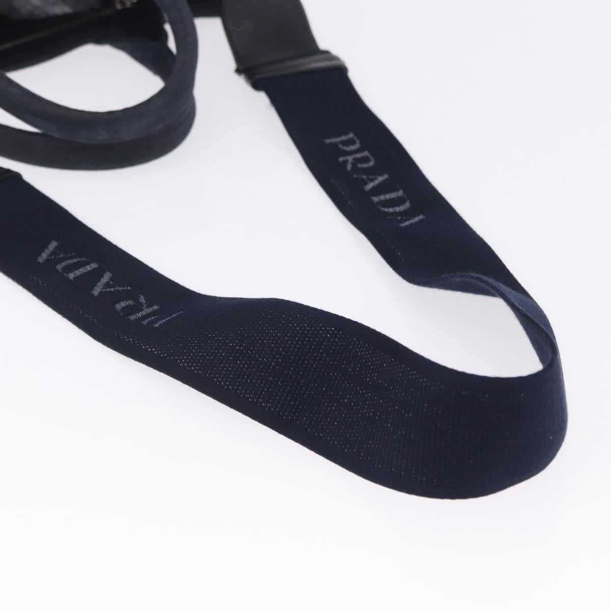 PRADA Canapa Triangle Hand Bag Canvas 2way Navy Silver Auth 204765M