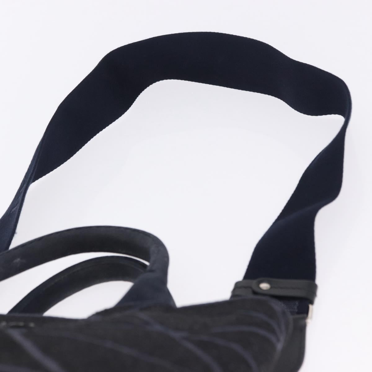 PRADA Canapa Triangle Hand Bag Canvas 2way Navy Silver Auth 204765M