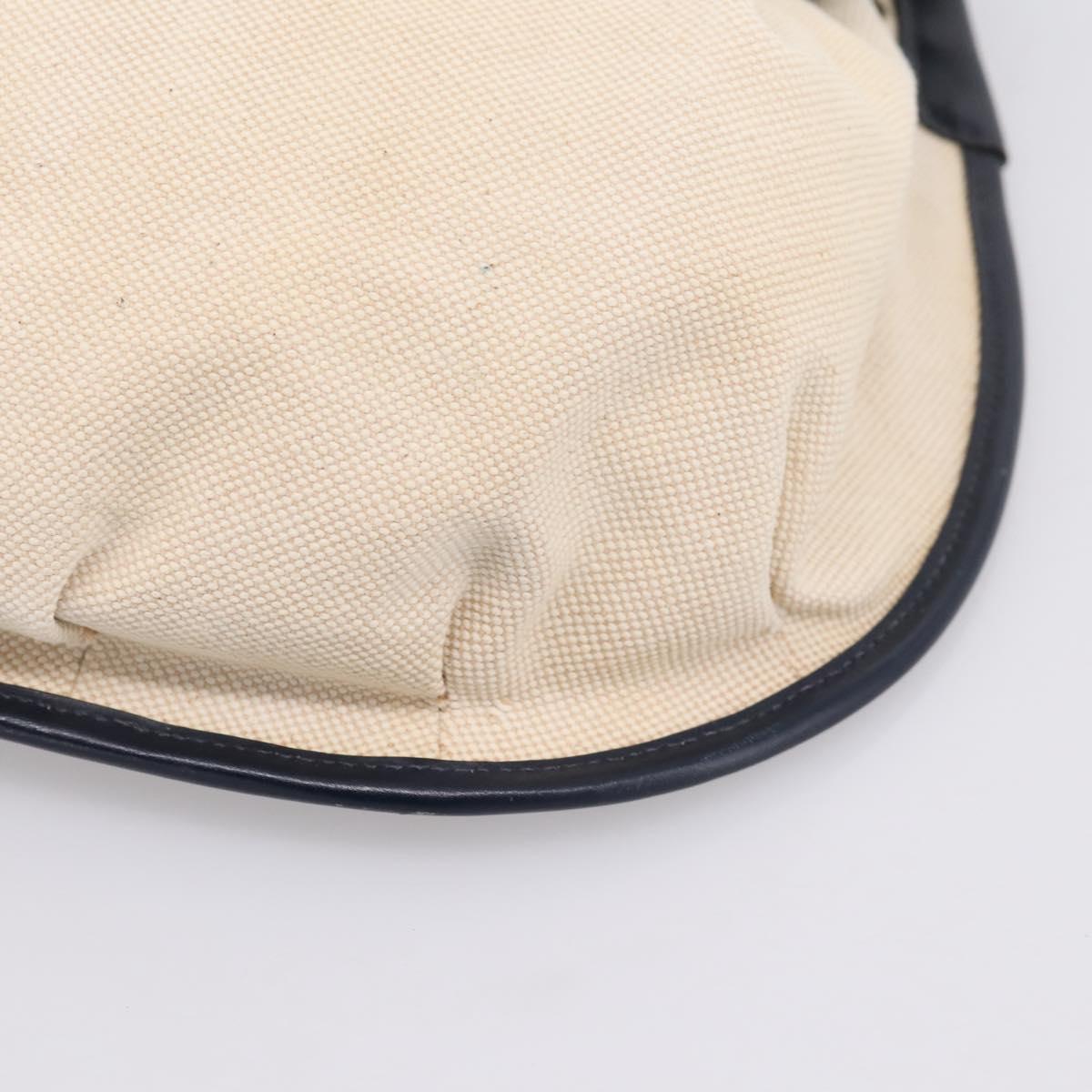 HERMES Shoulder Bag Canvas Beige Gold Auth 204766