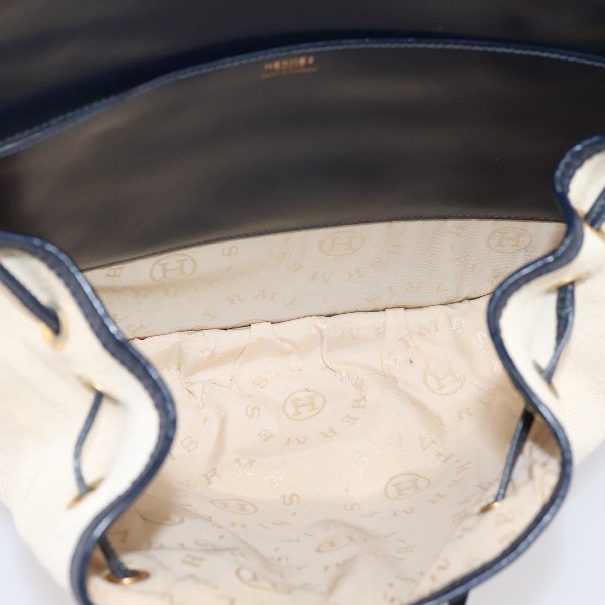 HERMES Shoulder Bag Canvas Beige Gold Auth 204766