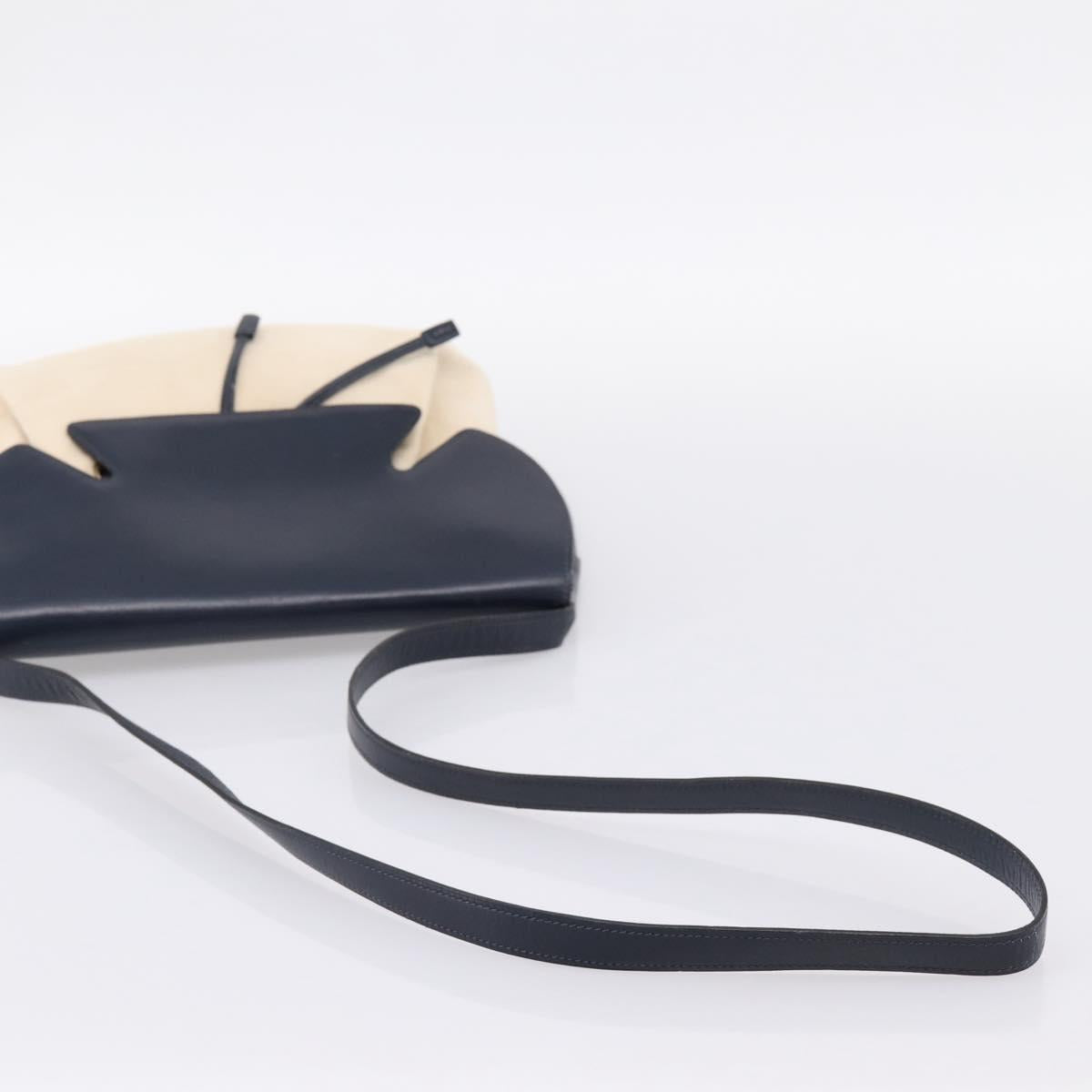 HERMES Shoulder Bag Canvas Beige Gold Auth 204766