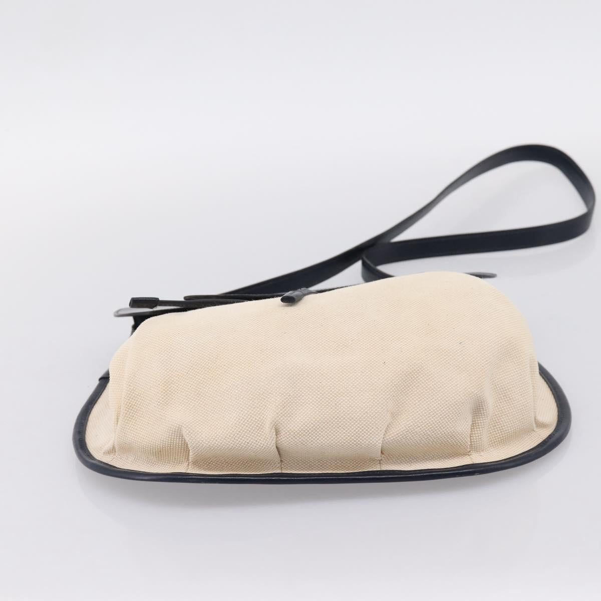 HERMES Shoulder Bag Canvas Beige Gold Auth 204766