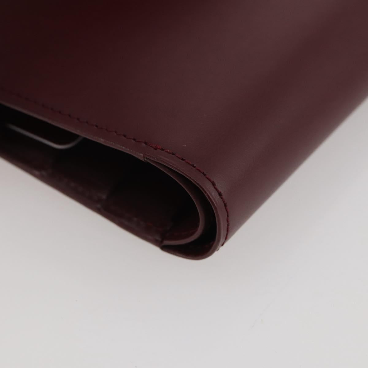 CARTIER Must Line Compact Wallet Leather Bordeaux Gold Auth 204769V