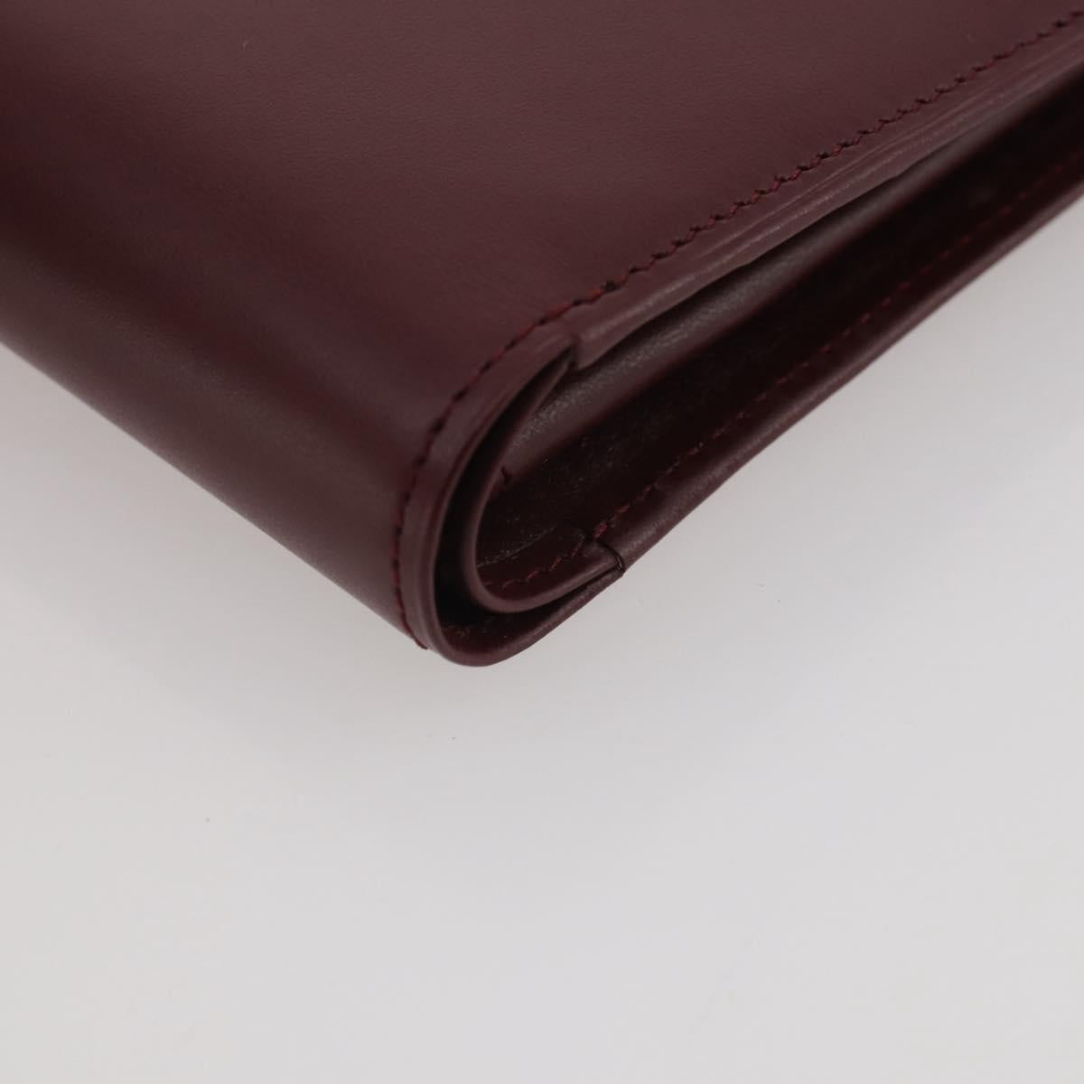 CARTIER Must Line Compact Wallet Leather Bordeaux Gold Auth 204769V